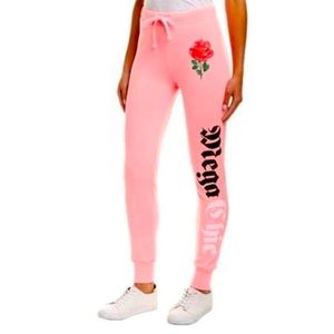 NWT Wildfox Mega Chic Hot Barbie Pink Jack Joggers, Size M, Fleece-Lined!